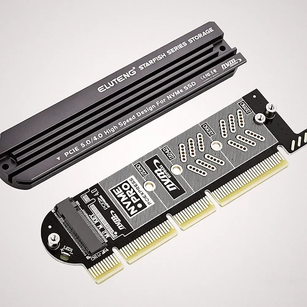 NVMe PCIe 5.0/4.0/3.0 Adapter NVMe M.2 SSD to PCIe X4/X8/X16 Card with Alumin...